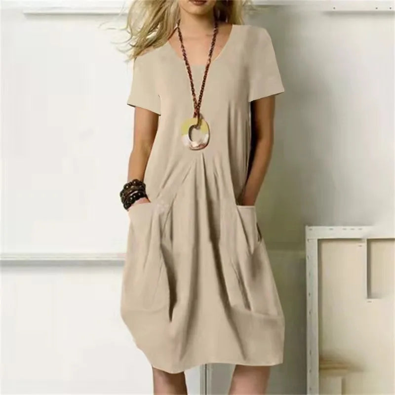 Vestido Curto Feminino Algodão Linho Casual Diário - Dany
