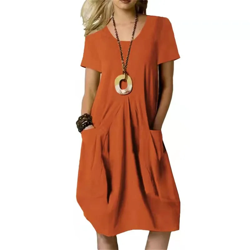 Vestido Curto Feminino Algodão Linho Casual Diário - Dany