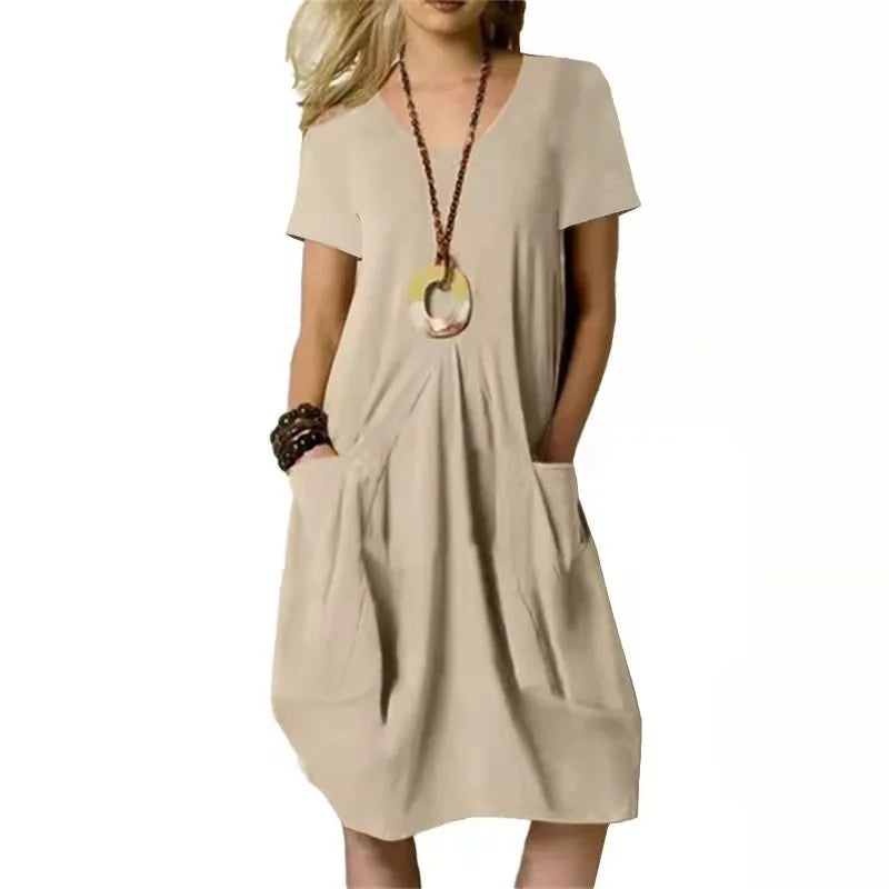 Vestido Curto Feminino Algodão Linho Casual Diário - Dany