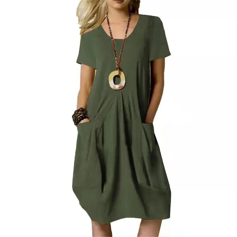 Vestido Curto Feminino Algodão Linho Casual Diário - Dany