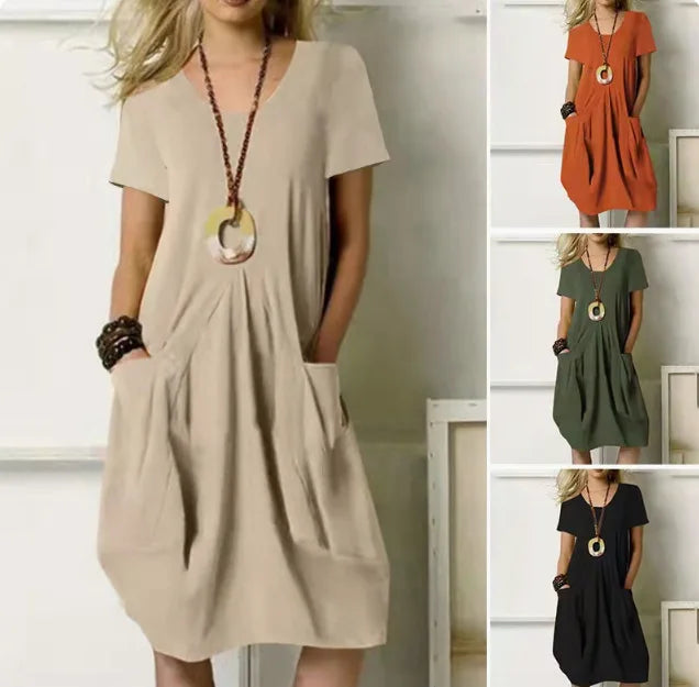 Vestido Curto Feminino Algodão Linho Casual Diário - Dany