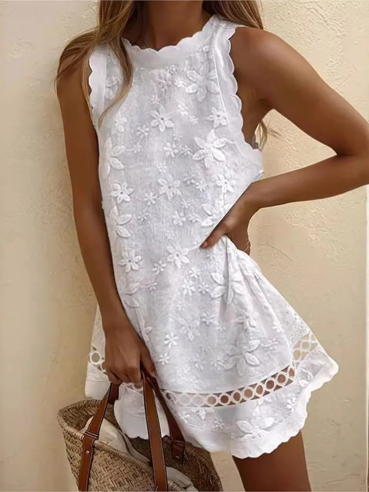 Vestido Curto Feminino Branco Detalhe Floral - Analys