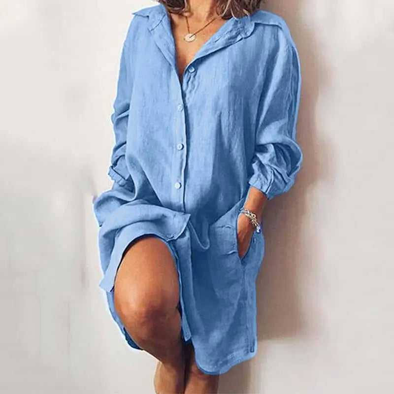 2025 outono feminino camisa longa algodão linho manga comprida cardigan camisa temperamento viajando único breasted multi-botão camisa