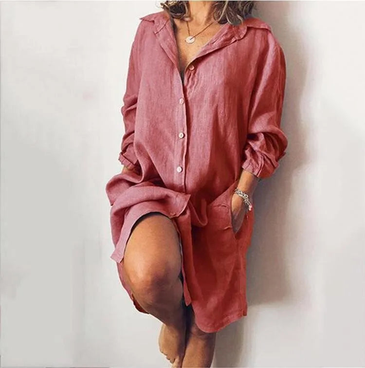 2025 outono feminino camisa longa algodão linho manga comprida cardigan camisa temperamento viajando único breasted multi-botão camisa