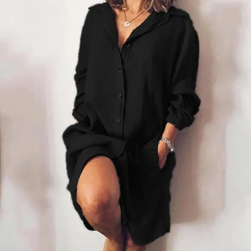 2025 outono feminino camisa longa algodão linho manga comprida cardigan camisa temperamento viajando único breasted multi-botão camisa