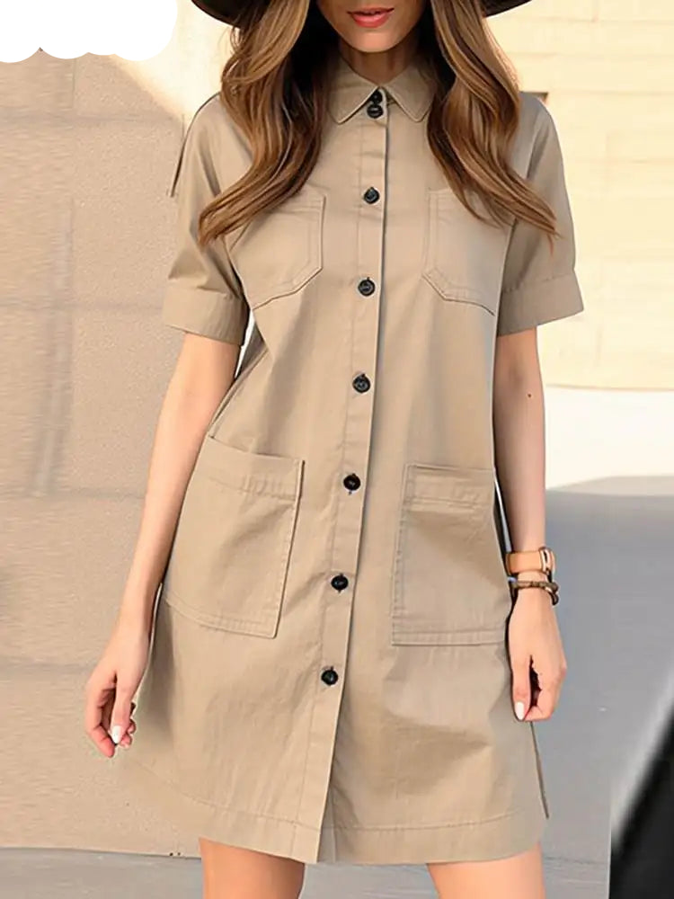 Vestido Curto Feminino Chemise Casual Elegante - Guilhermina 