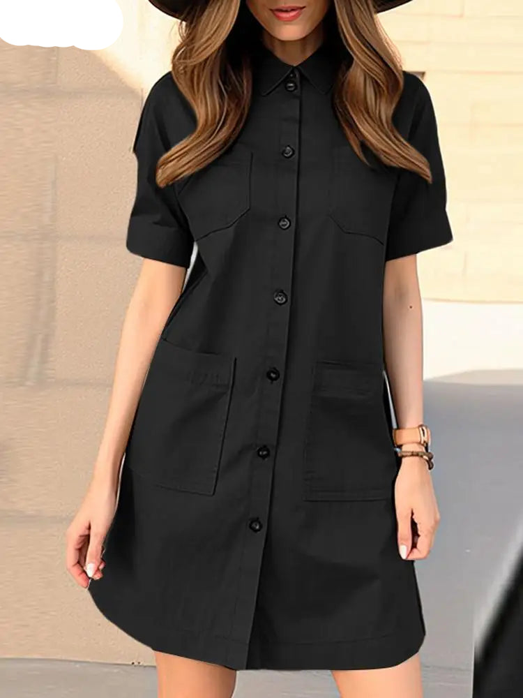 Vestido Curto Feminino Chemise Casual Elegante - Guilhermina 