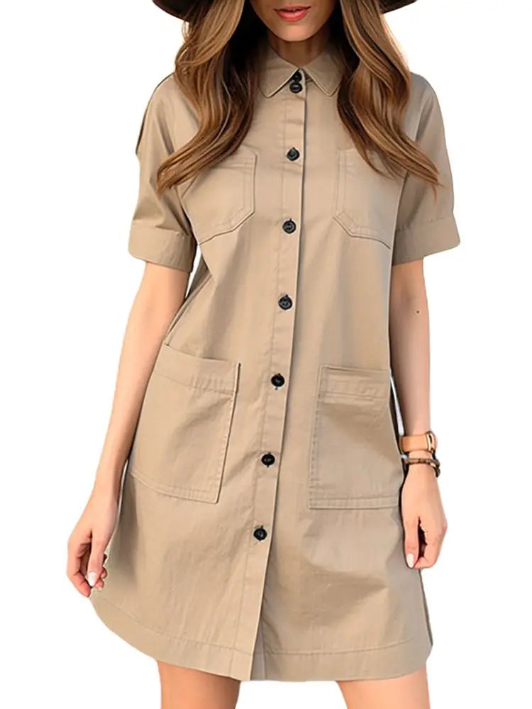 Vestido Curto Feminino Chemise Casual Elegante - Guilhermina 