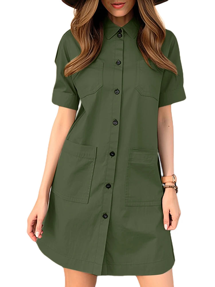 Vestido Curto Feminino Chemise Casual Elegante - Guilhermina 