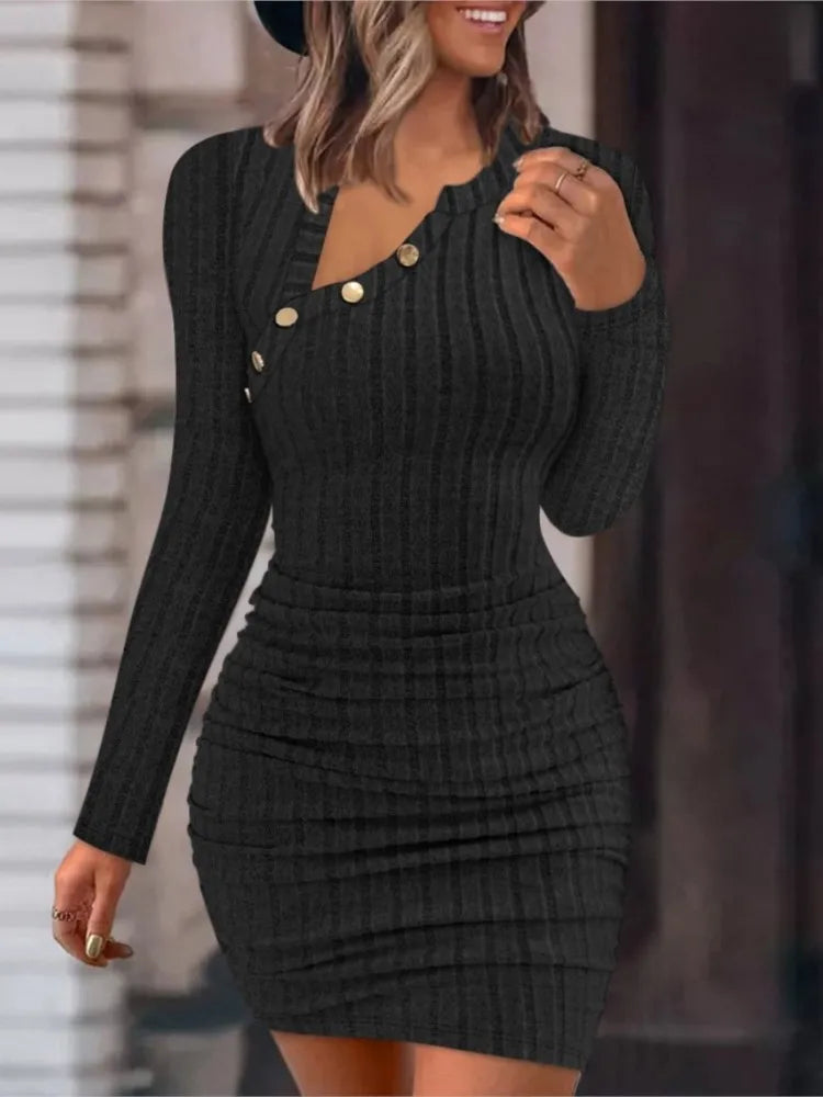 Vestido Curto Feminino Decote Assimétrico Elegante Sexy - Olga
