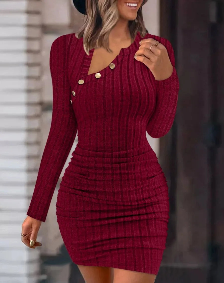 Vestido Curto Feminino Decote Assimétrico Elegante Sexy - Olga