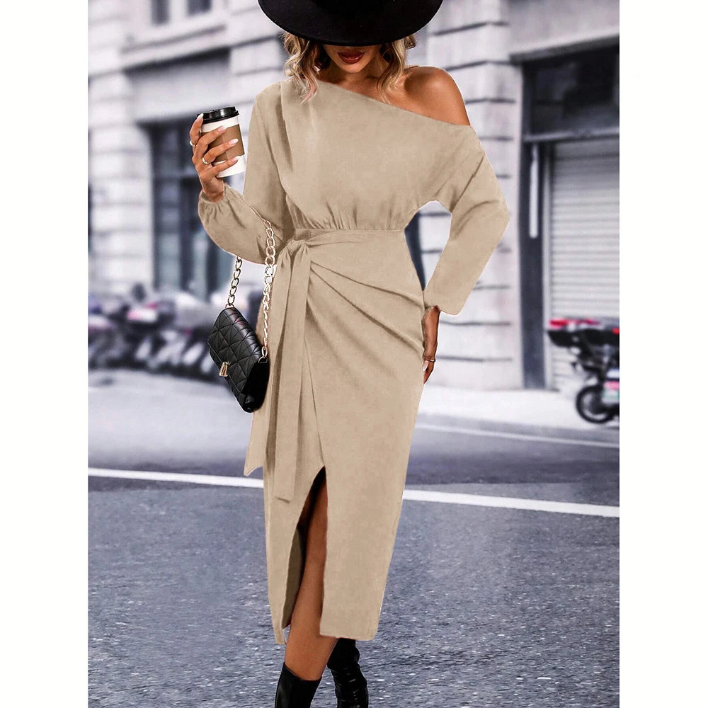 Vestido Curto Feminino Elegante Decote Assimétrico - Taina