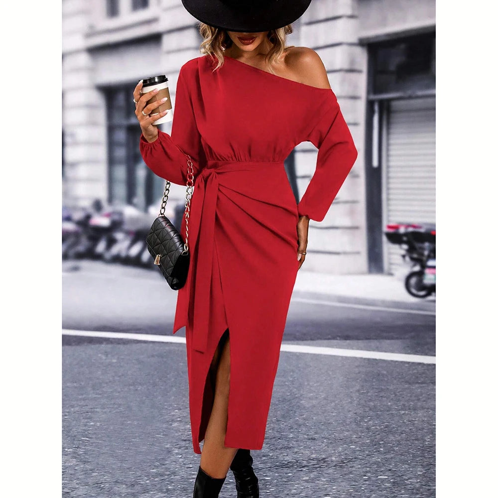 Vestido Curto Feminino Elegante Decote Assimétrico - Taina