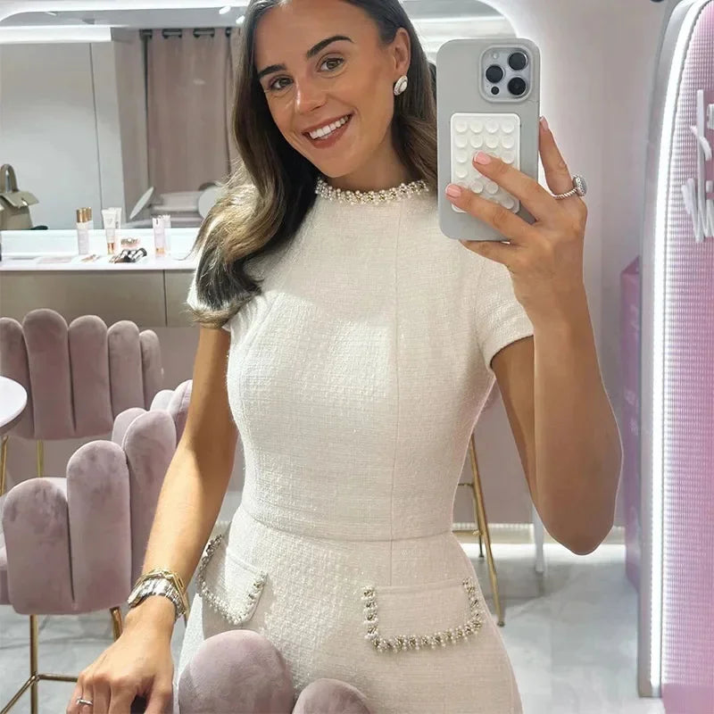 Vestido Curto Feminino Elegante Tweed Linha A Chic - Margareth