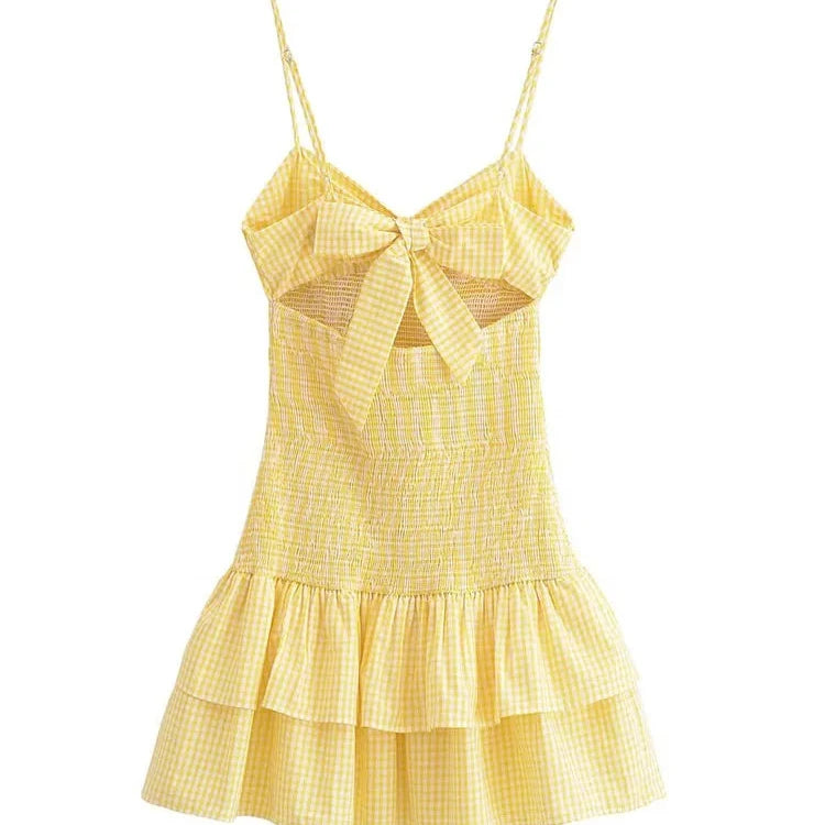 Vestido Curto Feminino Estampa Vicky Xadrez- Eleonorah