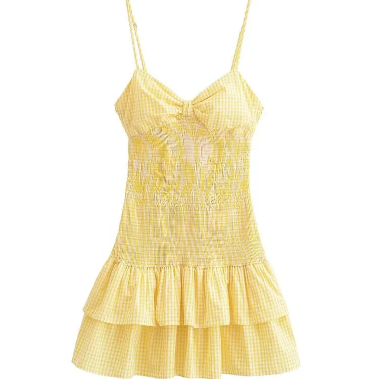 Vestido Curto Feminino Estampa Vicky Xadrez- Eleonorah