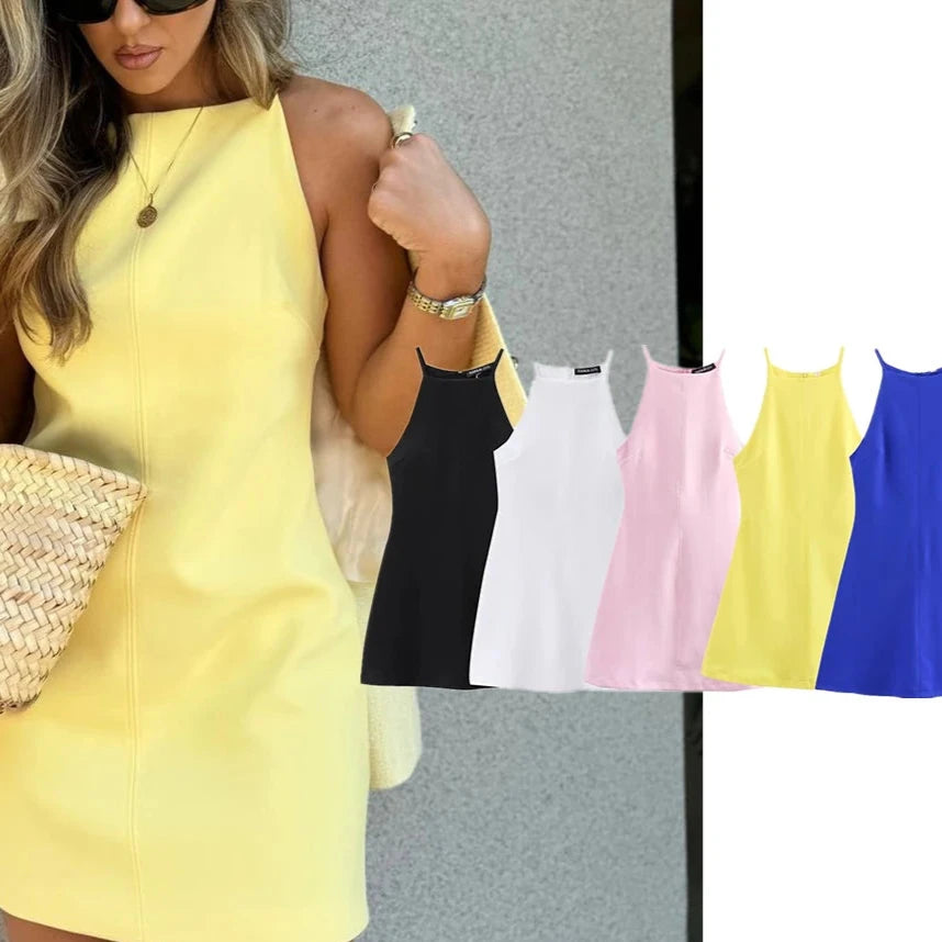 Vestido Curto Feminino Estilo Slim Cor Manteiga - Camila