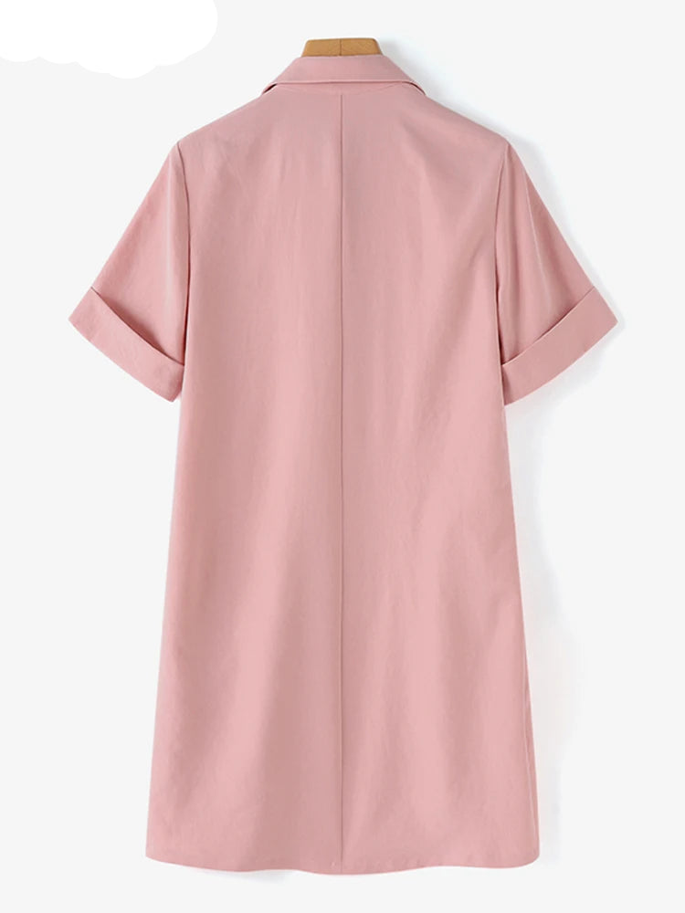 Vestido Curto Feminino Gola Camisa Chemise com Bolsos - Pamela