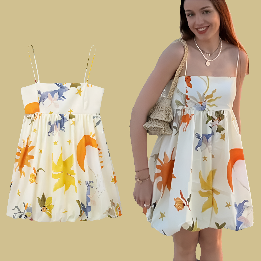 Vestido Curto Feminino Moda Jovem Estampa Digital- Aurora