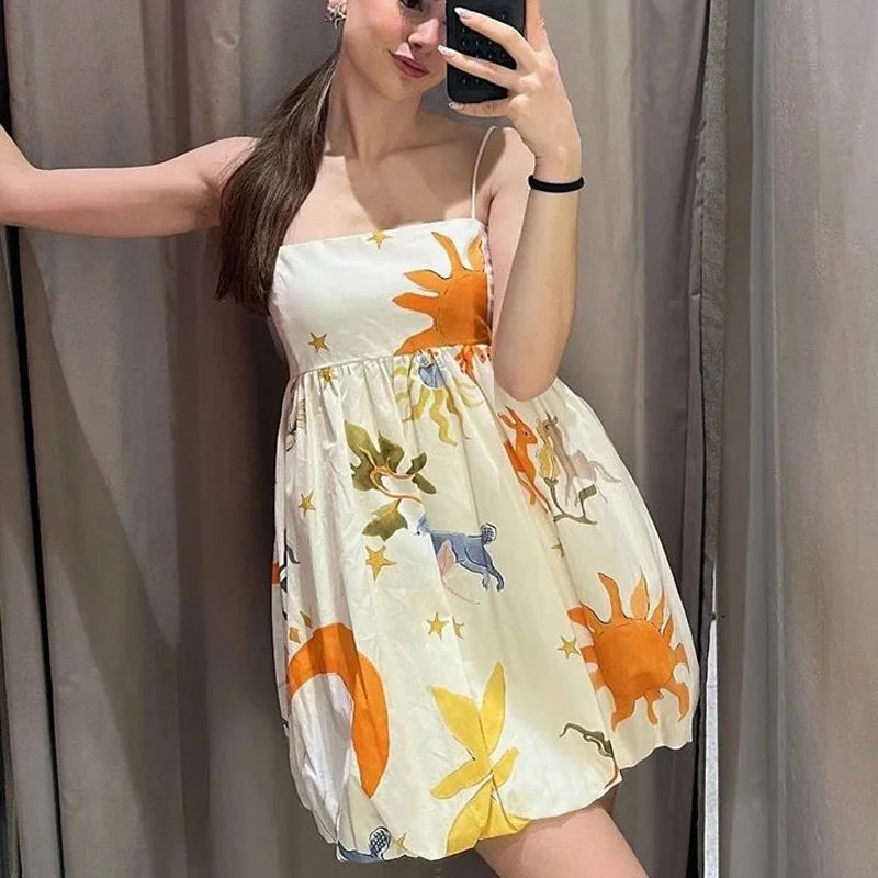 Vestido Curto Feminino Moda Jovem Estampa Digital- Aurora