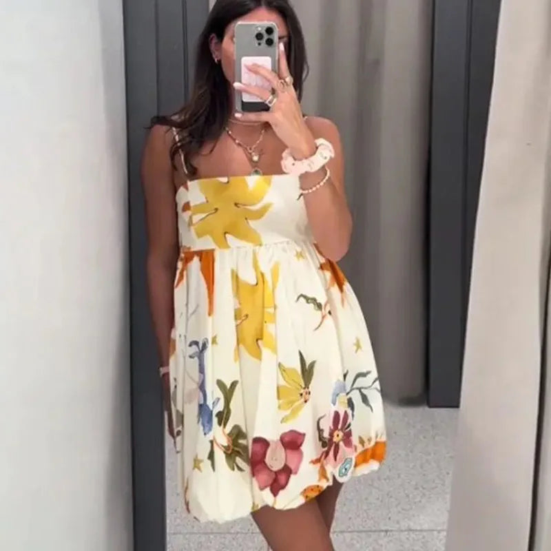 Vestido Curto Feminino Moda Jovem Estampa Digital- Aurora