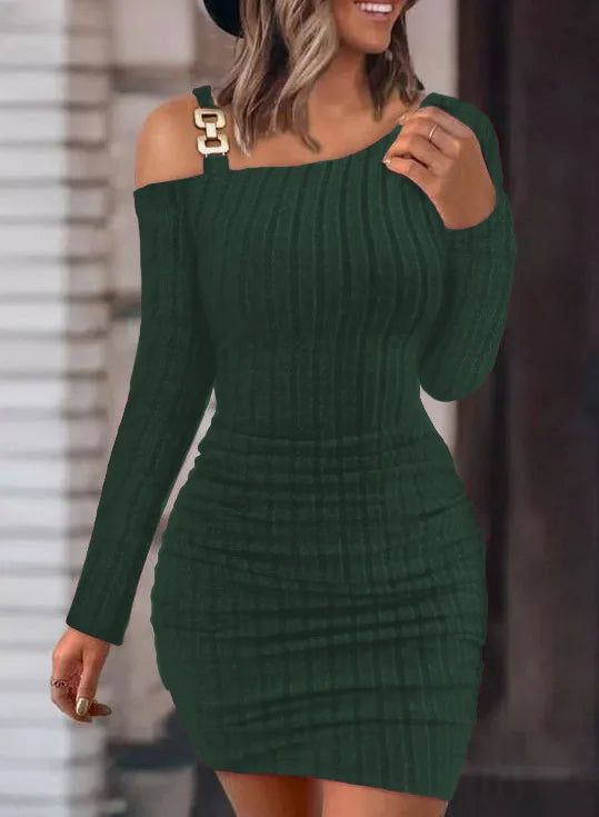 Vestido Curto Feminino Sexy com Decote Assimétrico - Anna Paula