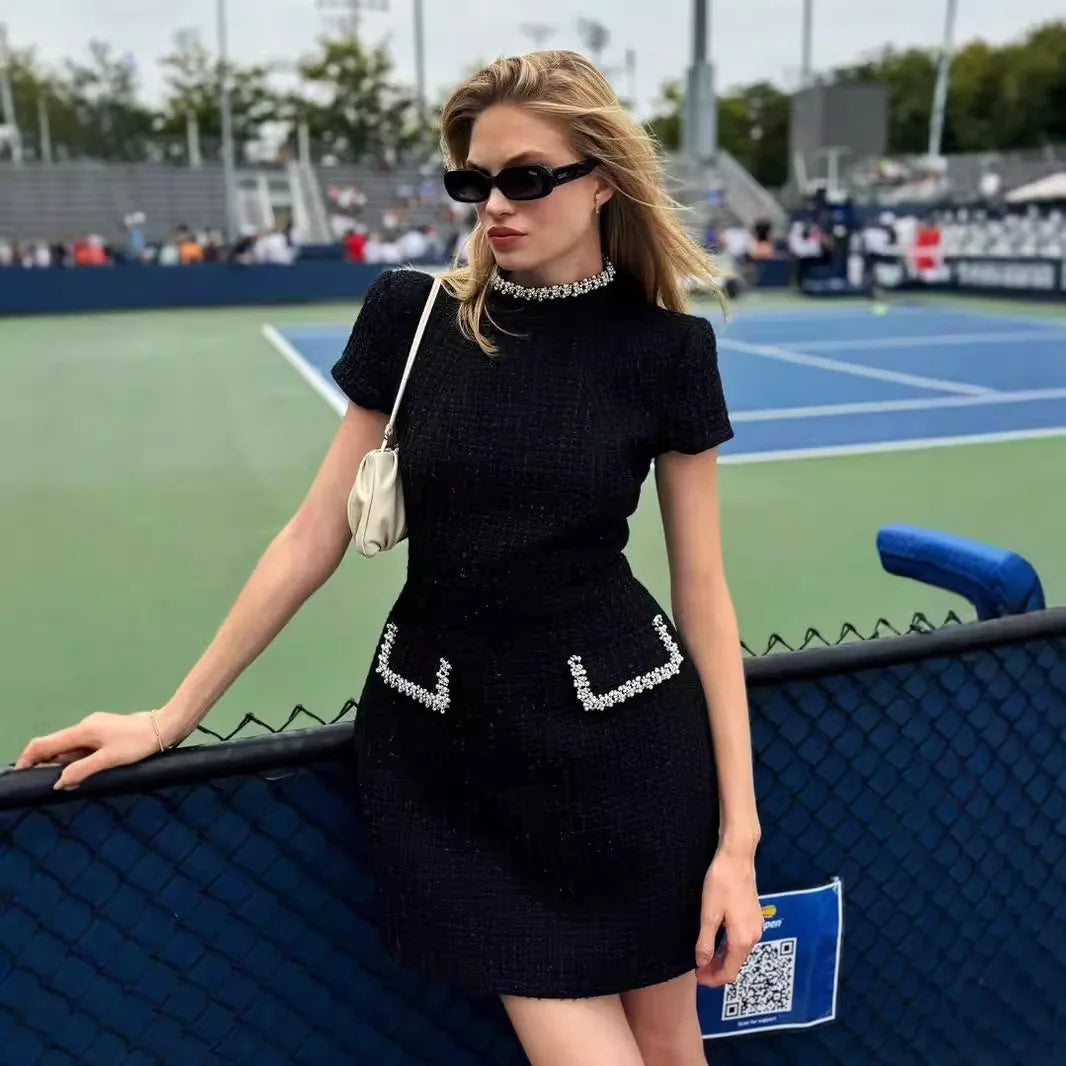 Vestido Curto Feminino Social Elegante de Tweed - Sofy