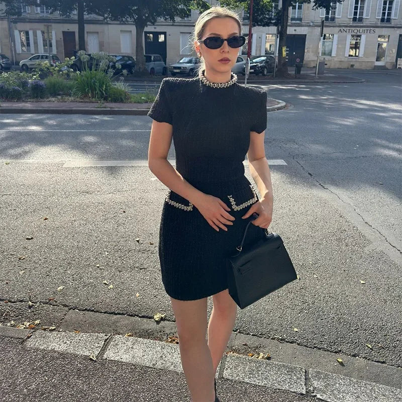 Vestido Curto Feminino Social Elegante de Tweed - Sofy