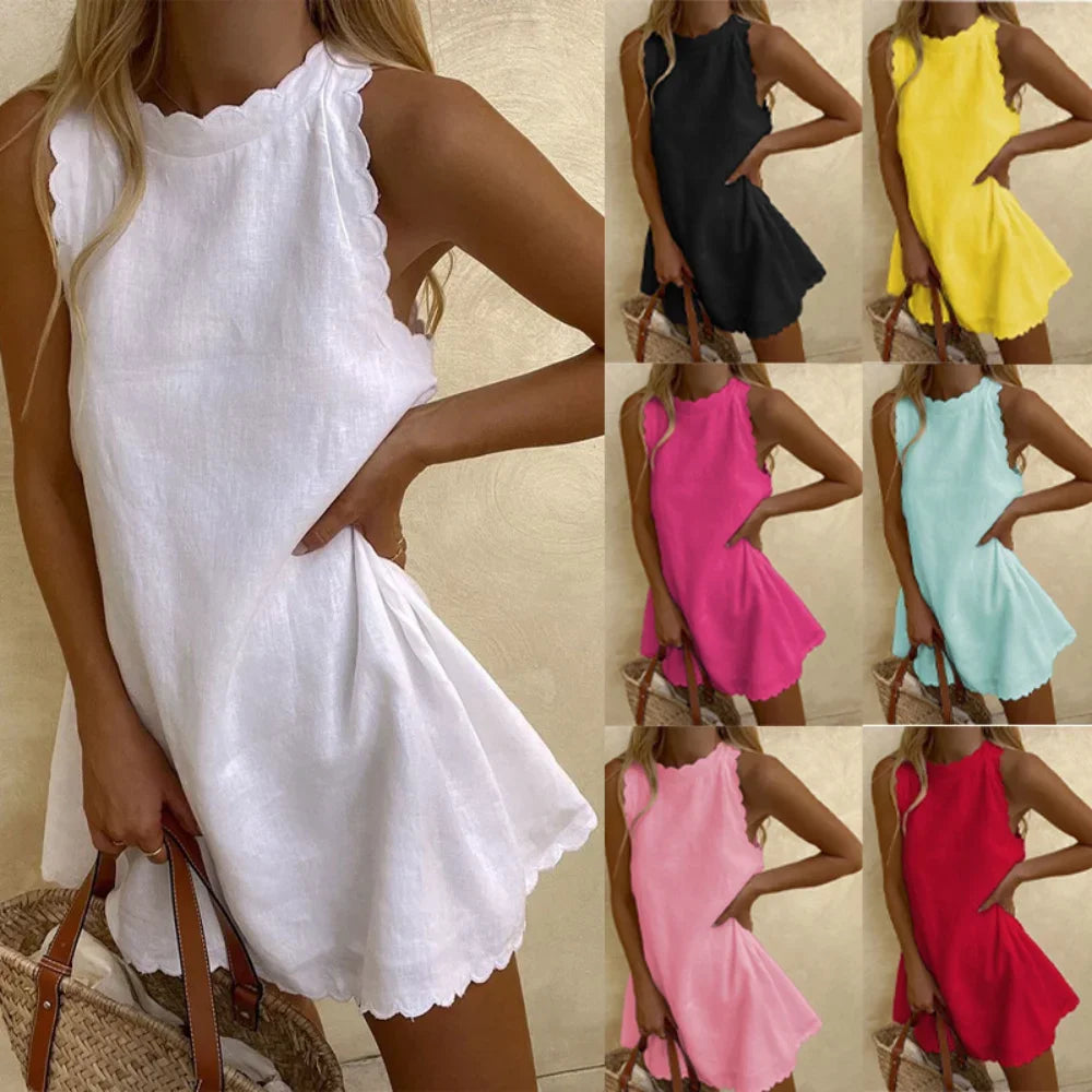 Vestido Curto Feminino Tecido Leve Modelo Básico - Marha 