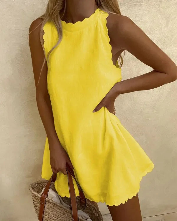 Vestido Curto Feminino Tecido Leve Modelo Básico - Marha 