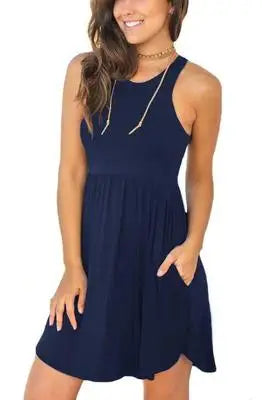 Vestido Curto Feminino Tecido com Elasticidade Corte Cintura Alta Saia Rodada Saia Rodada Tamanhos Plus Size