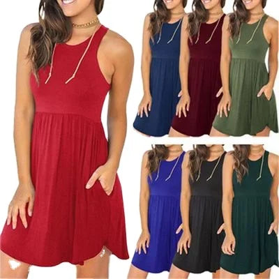 Vestido Curto Feminino Tecido com Elasticidade Corte Cintura Alta Saia Rodada Saia Rodada Tamanhos Plus Size