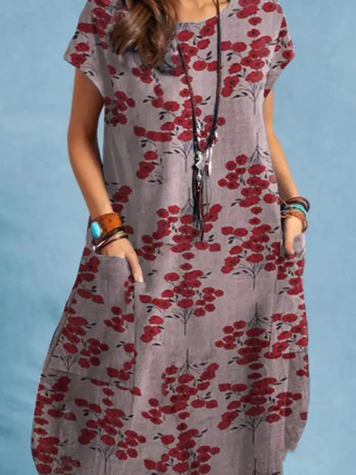 Vestido Curto  Gola Redonda Manga Curta  Estampa Digital - Becky G