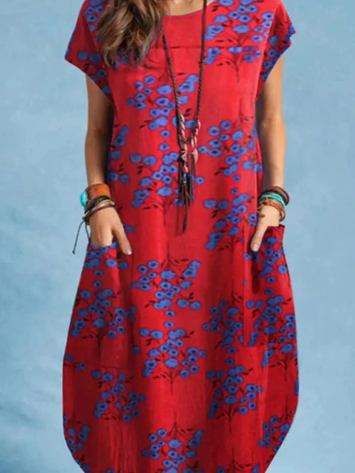 Vestido Curto  Gola Redonda Manga Curta  Estampa Digital - Becky G