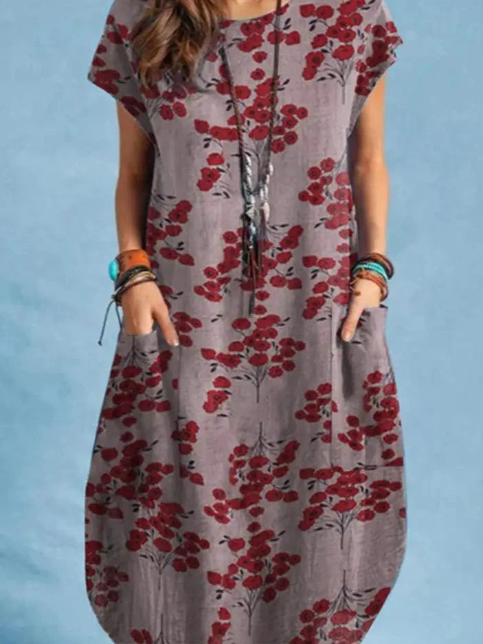 Vestido Curto  Gola Redonda Manga Curta  Estampa Digital - Becky G