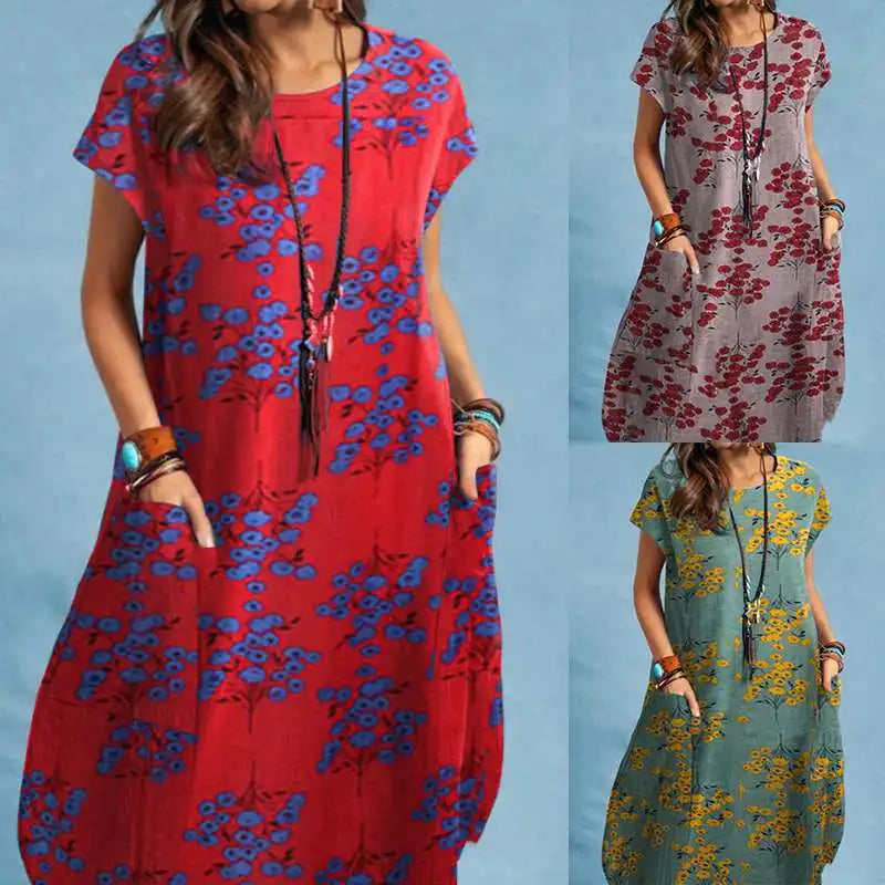 Vestido Curto  Gola Redonda Manga Curta  Estampa Digital - Becky G