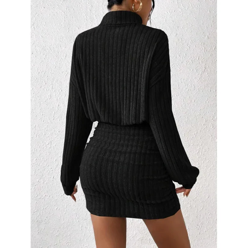 Vestido Curto Slim Feminino Outono Malha Tricot - Larissa