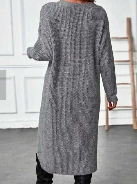 Vestido Longo Assimétrico  Feminina de Malha Vintage Outono/Inverno - Suellem
