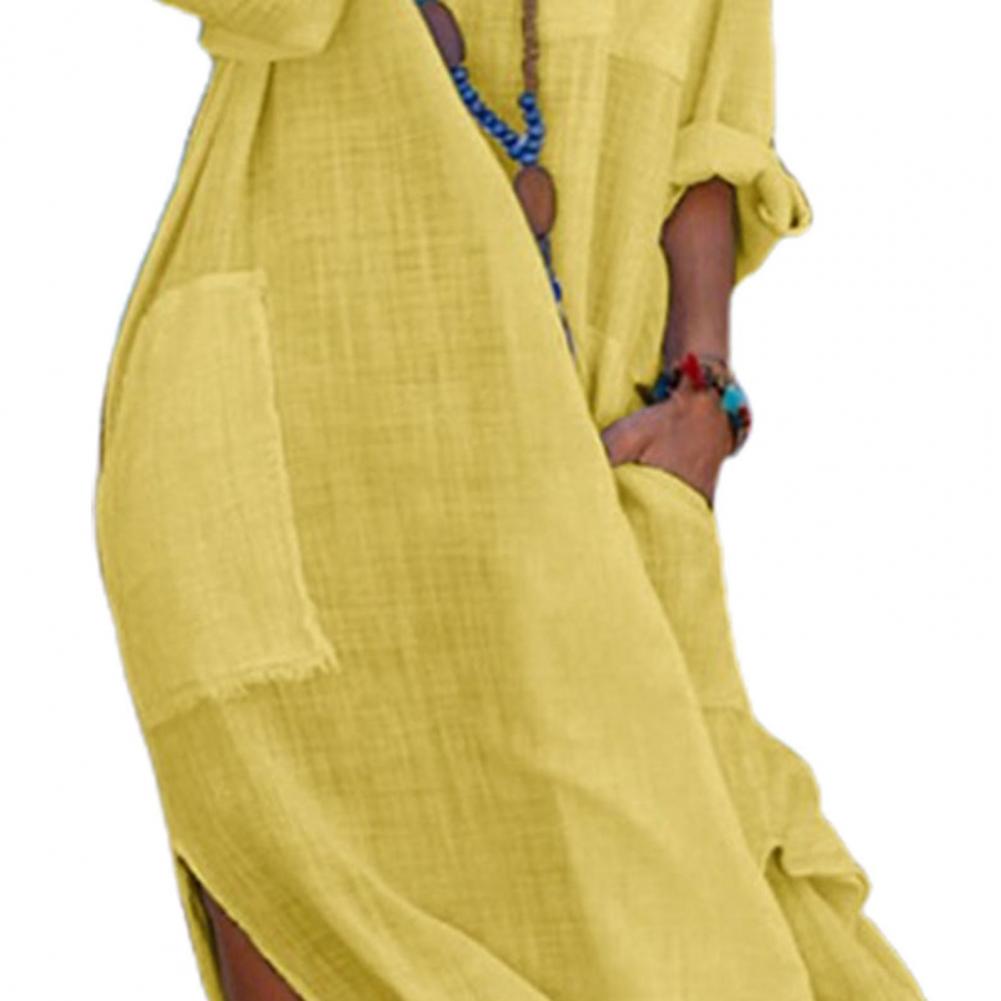 Vestido Longo Chemise Midi de Puro Algodão modelo de  Camisaria Colorido - Fryda