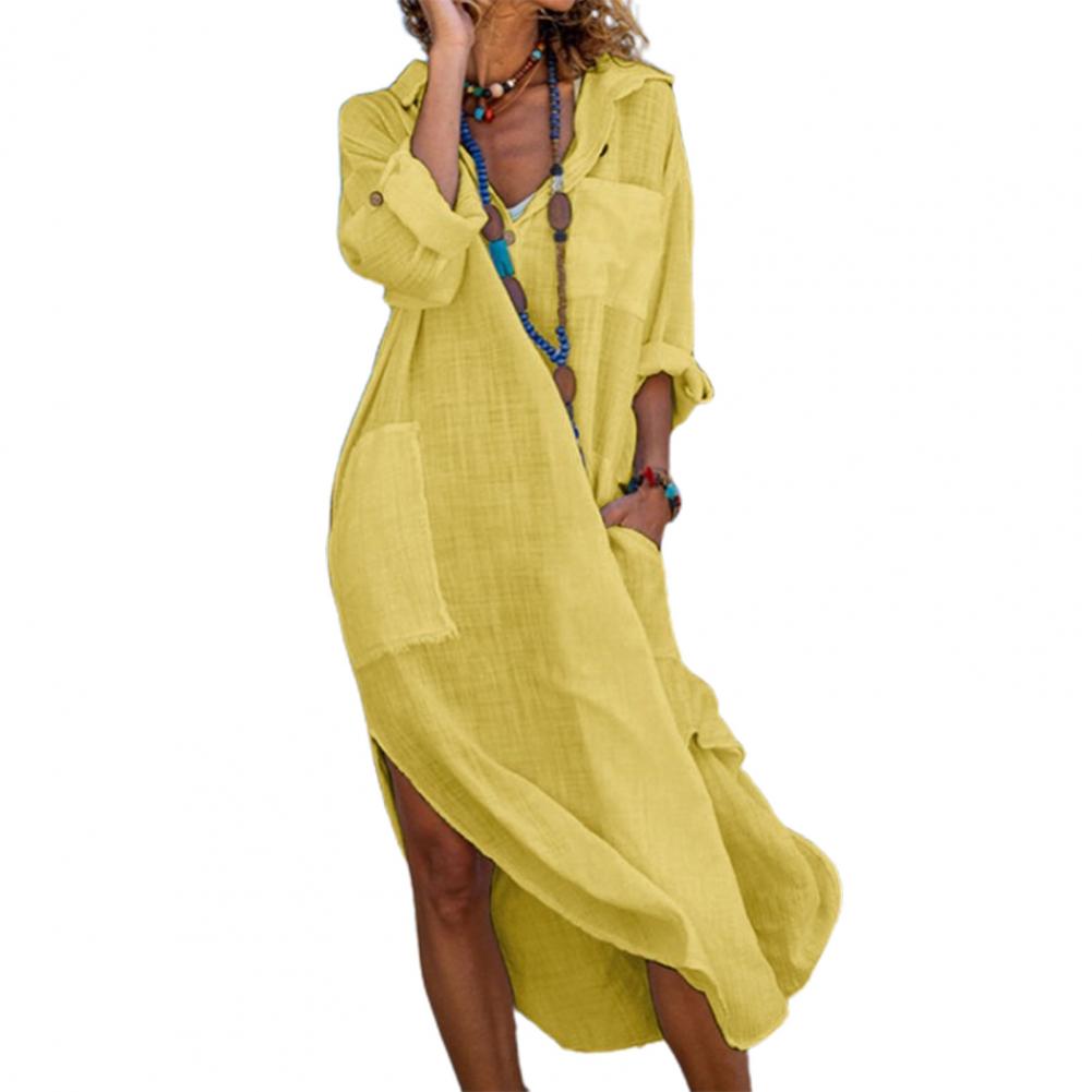 Vestido Longo Chemise Midi de Puro Algodão modelo de  Camisaria Colorido - Fryda