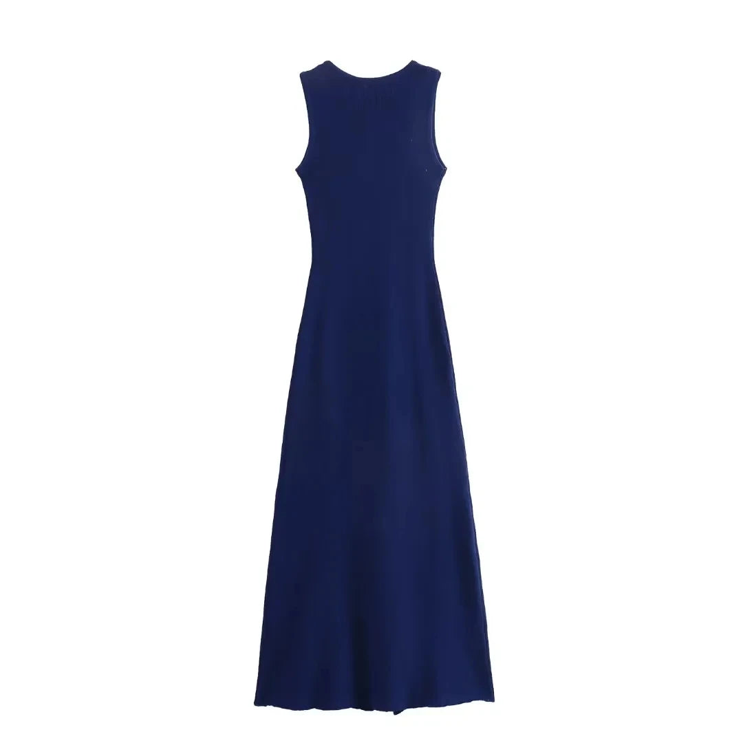 Vestido Longo Chemise Regata Midi com Botões frontais -  Kamala