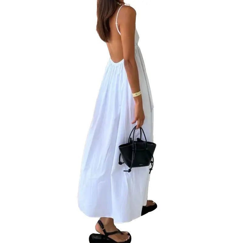 Vestido Longo Feminino Branco Decote Profundo - Vitória