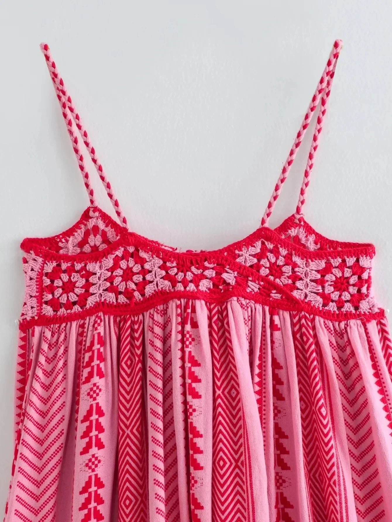 Vestido Longo Feminino Bustier Crocket  Alças tipo Macarrão Estampa Bordada - Greta