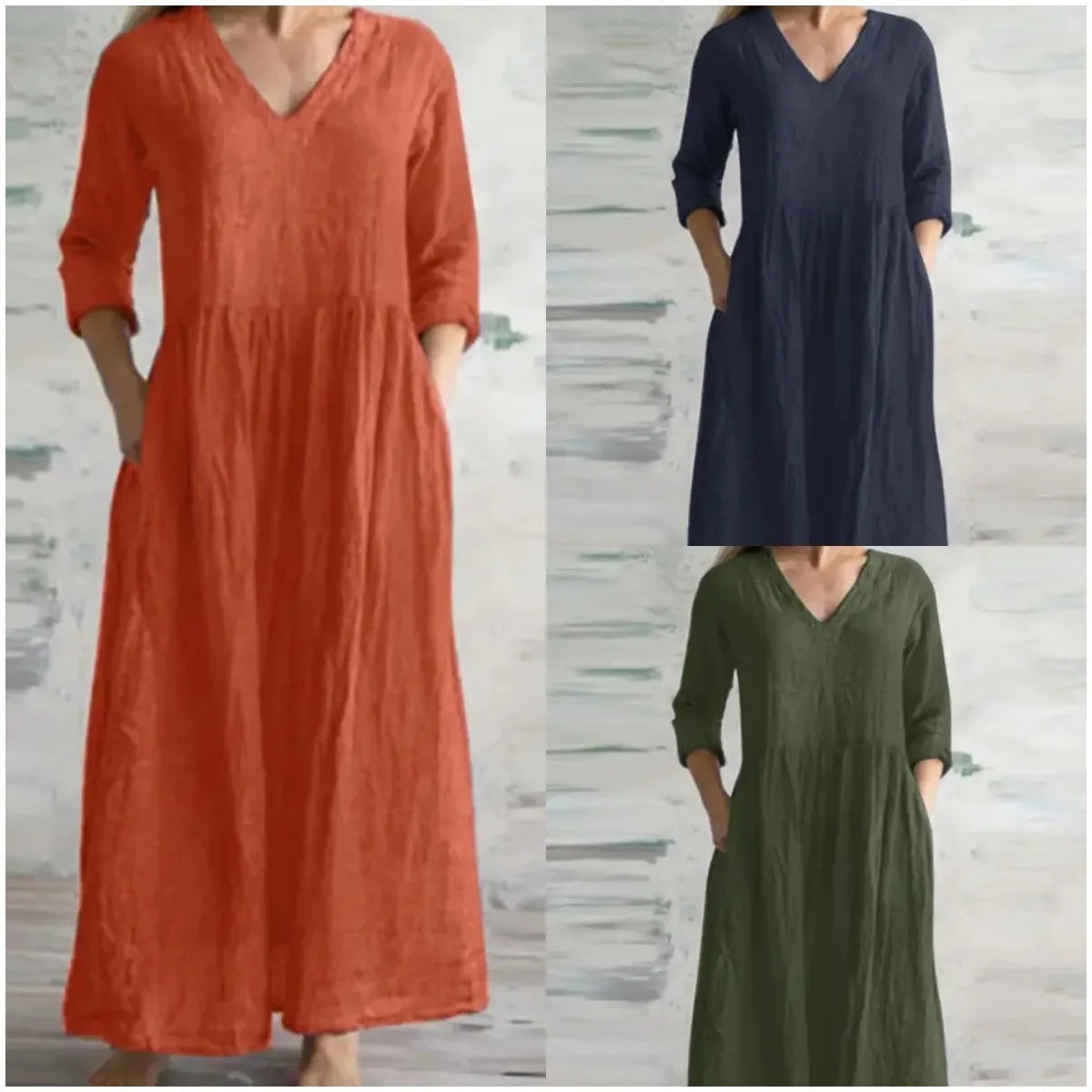 Vestido Longo Feminino Casual Algodão Linho - Tamanhos P ao 5XG - Suelly