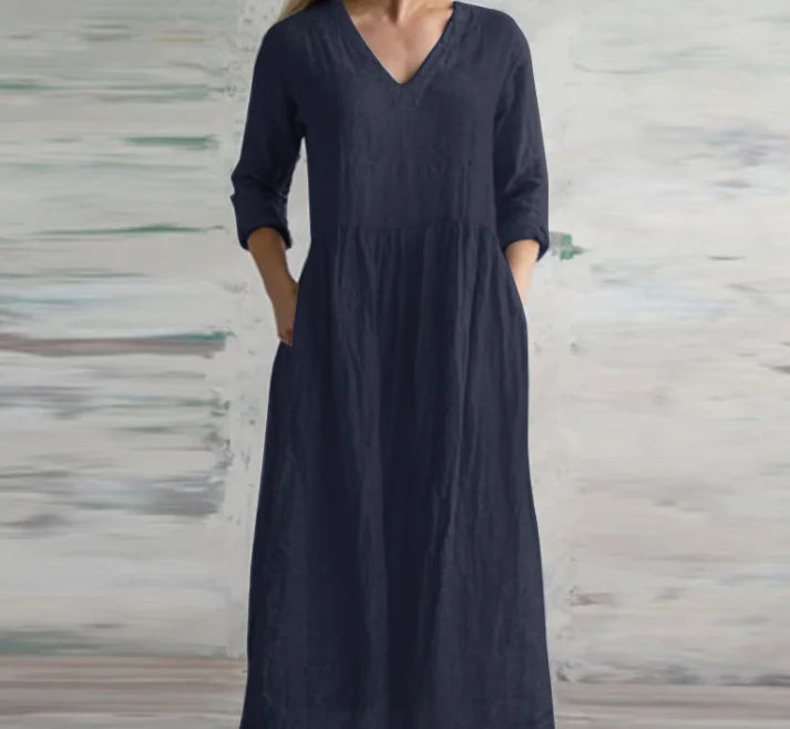 Vestido Longo Feminino Casual Algodão Linho - Tamanhos P ao 5XG - Suelly