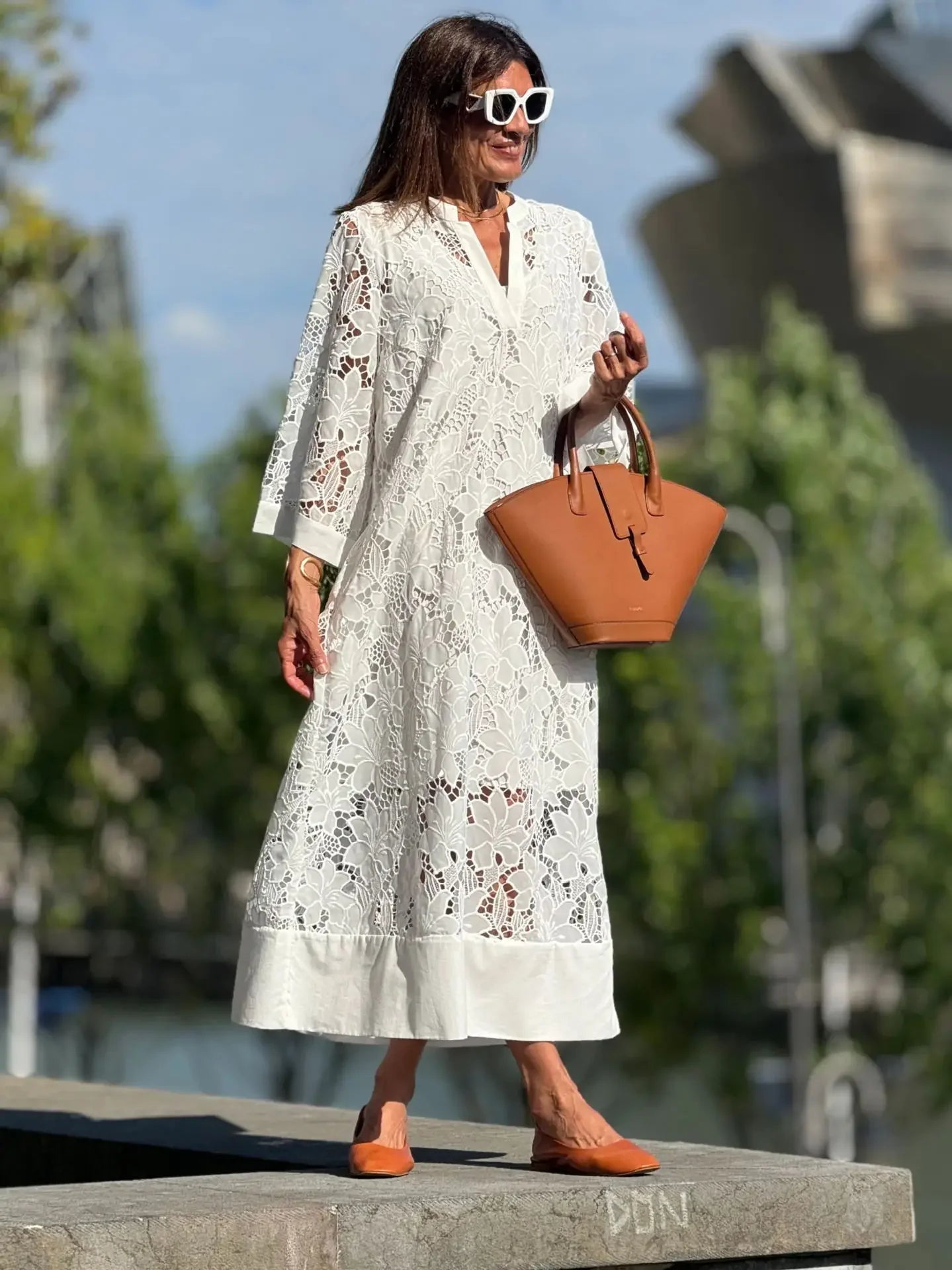 Vestido Longo Feminino Chemise de Renda  - Gloria
