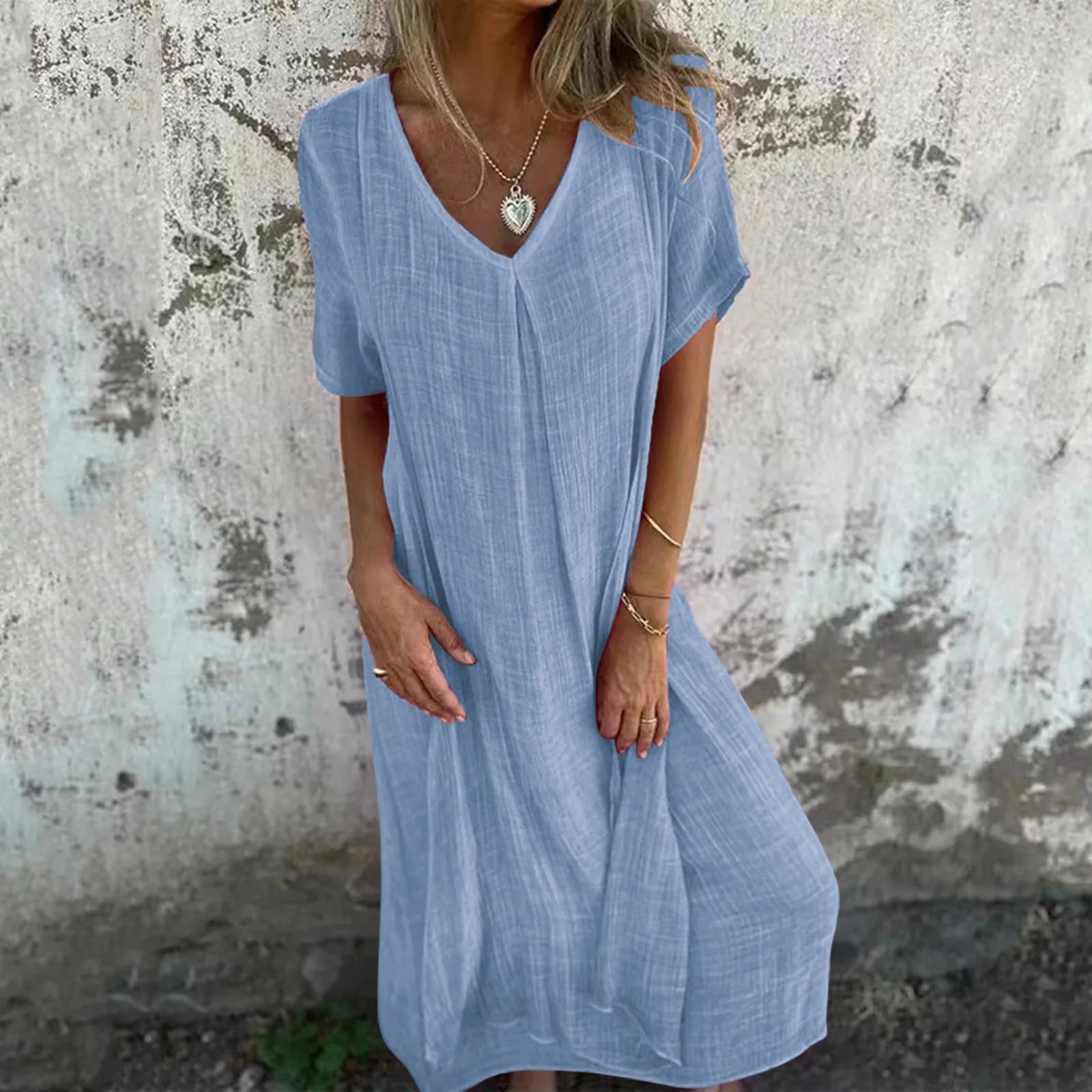 Vestido Longo Feminino Decote V - Pamela