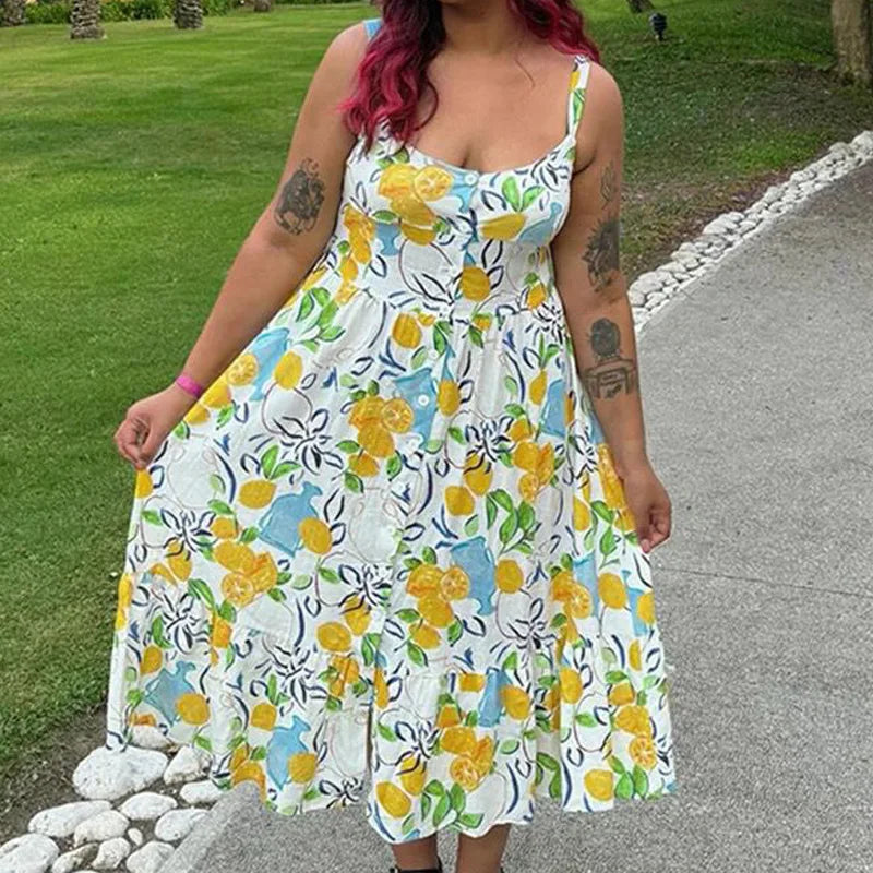 Vestido Longo Feminino Slip Estampado Floral Decotado - Vanessa