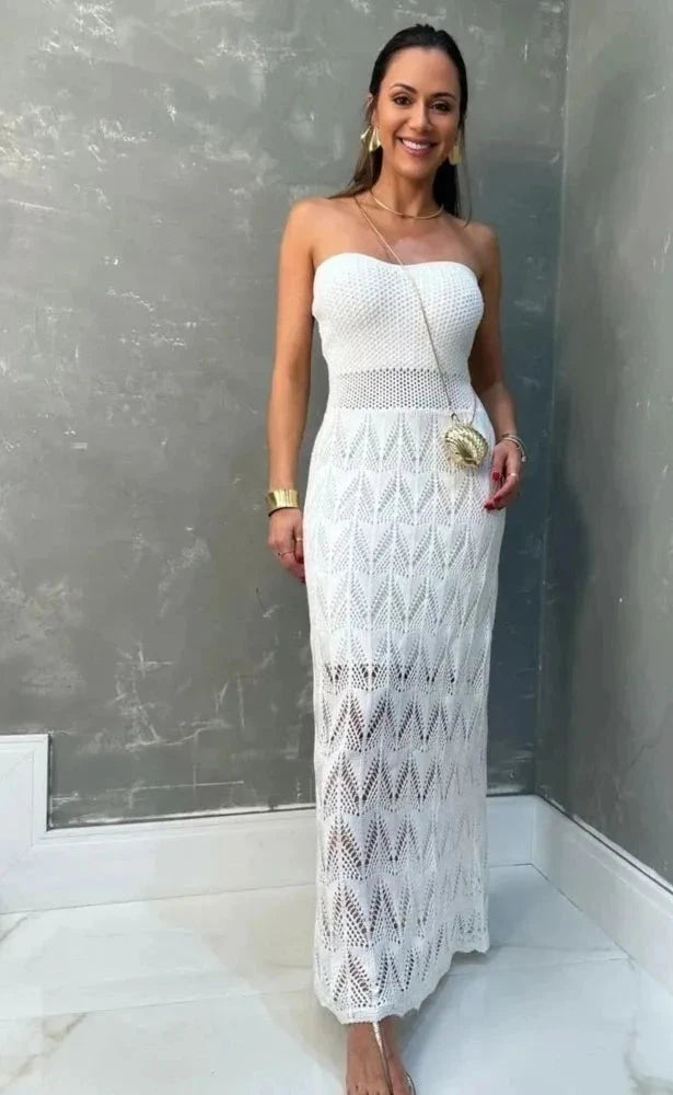 Vestido Longo Feminino Tricot Desenhado - Giovanna 