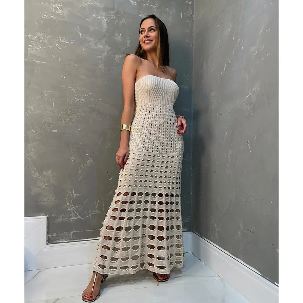 Vestido Longo Feminino Tricot Desenhado - Giovanna 